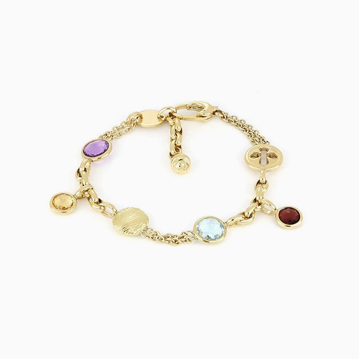 Double Chain Gemstones Bracelet