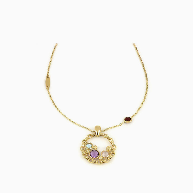 Natural Gemstone Necklace With Circle Pendant