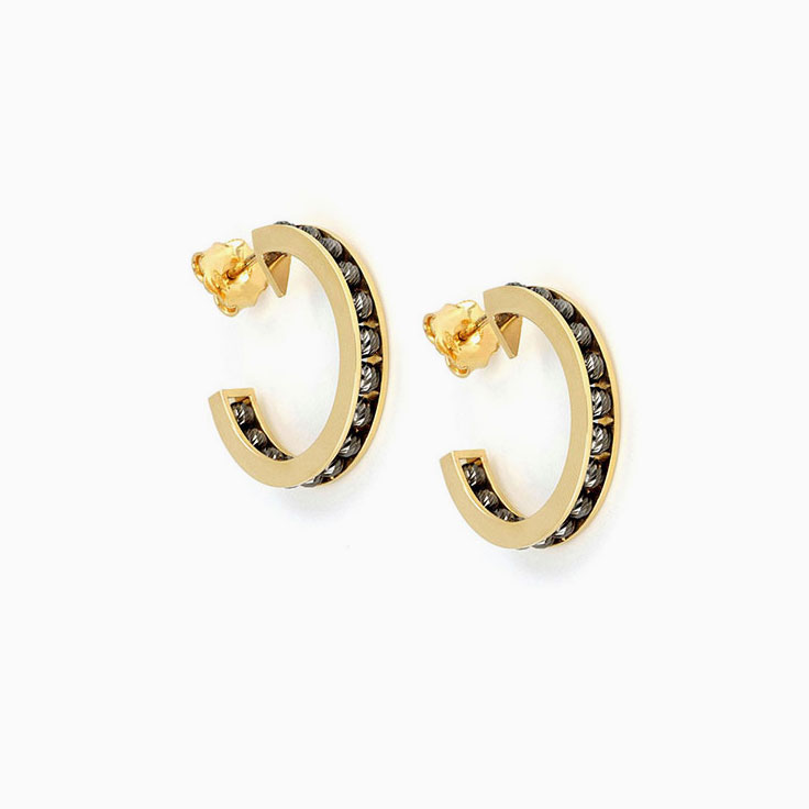 Black Gold Hoop Earrings