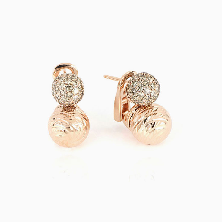 Diamond And Rose Gold Spherical Studs