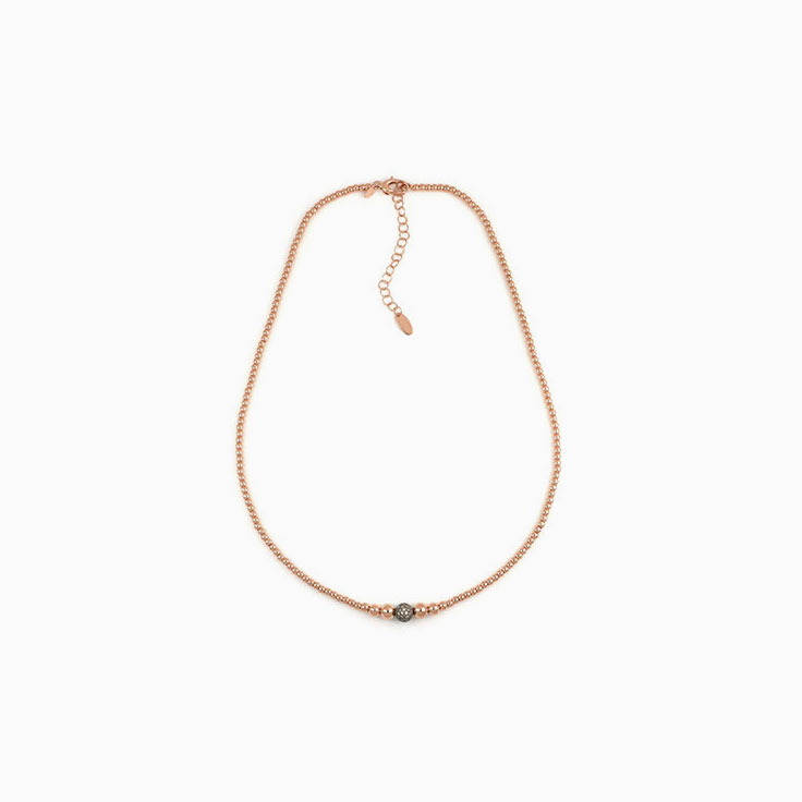 Diamond And Rose Gold Sphered Necklace