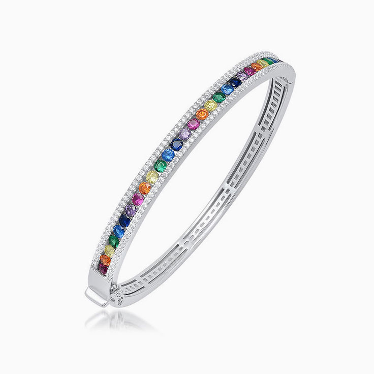 Rainbow diamond bangle