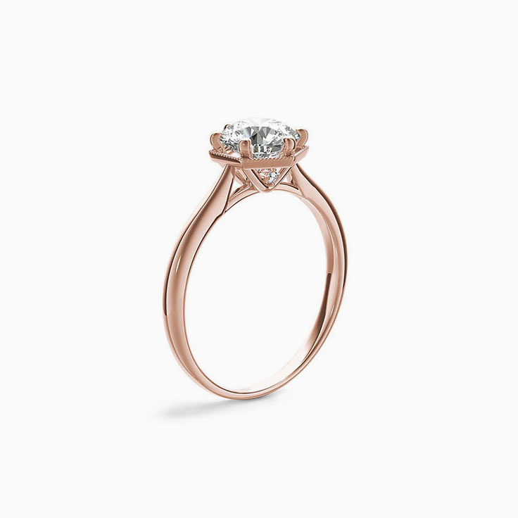 Hexagonal Solitaire Diamond Engagement Ring