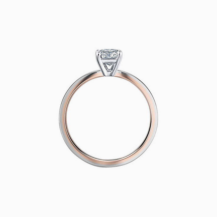 Matte Two Tone Solitaire Diamond Engagement Ring