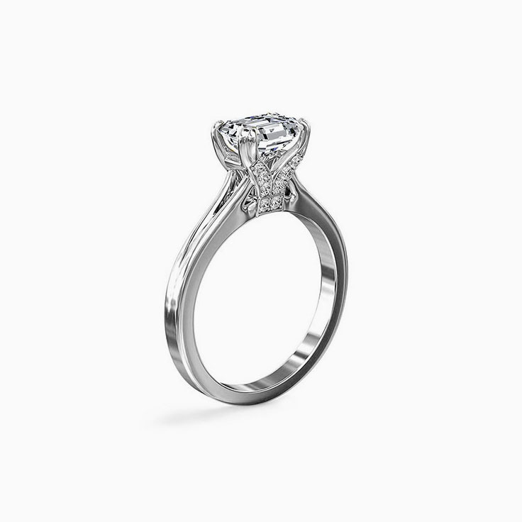 Emerald Cut Solitaire Diamond Engagement Gold Ring
