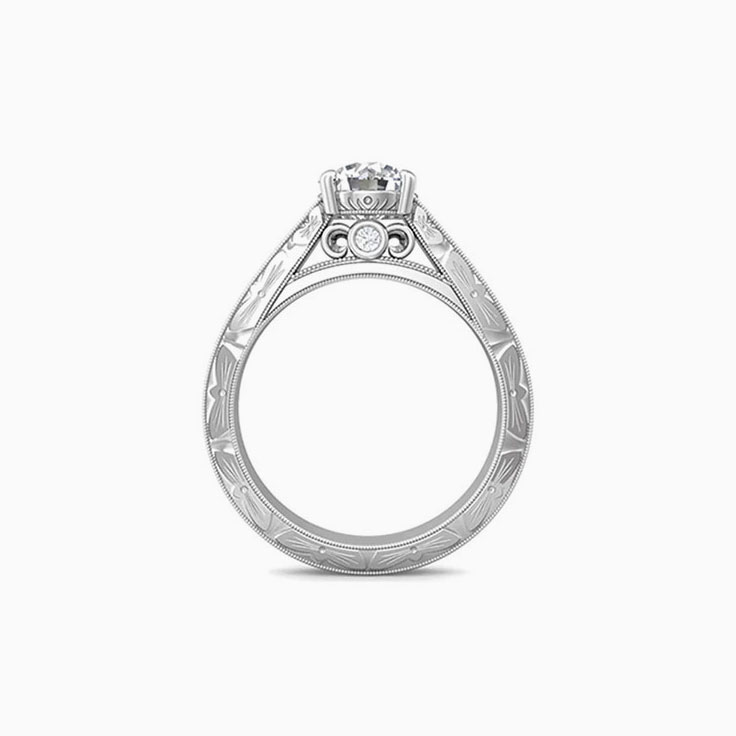Vintage Hand Carved Solitaire Engagement Ring