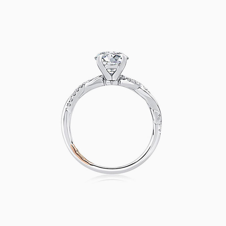 Twisted Shank Oval Diamond Engagement Pave Ring