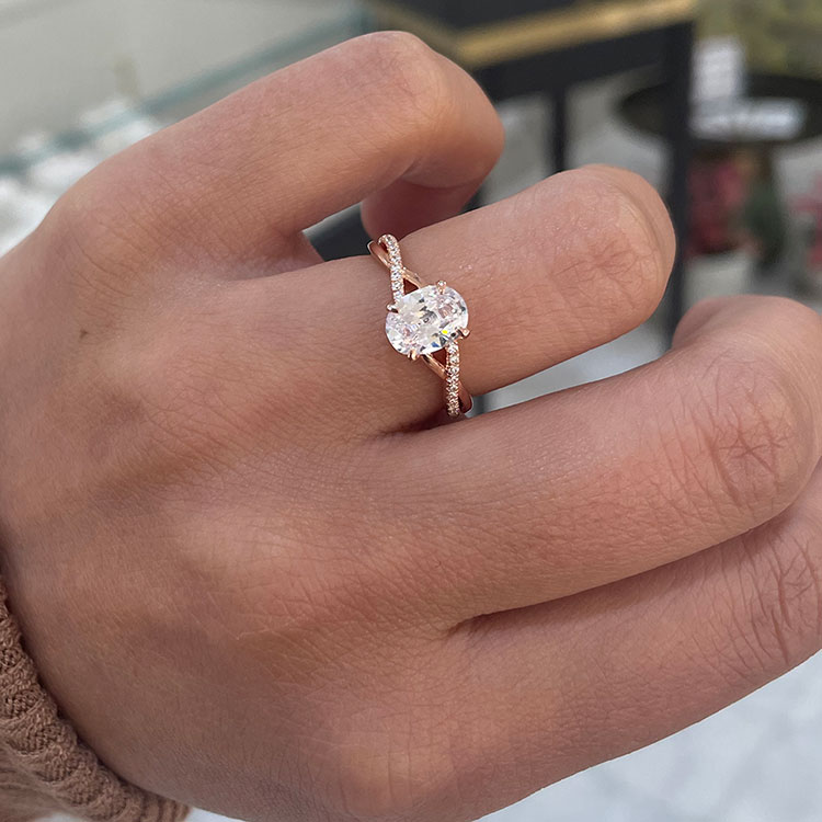 Brilliant Oval Engagement Infinity Ring