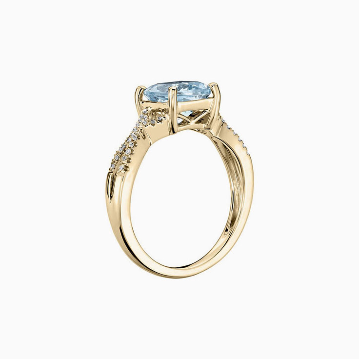 Aquamarine Engagement Infinity Pave Ring