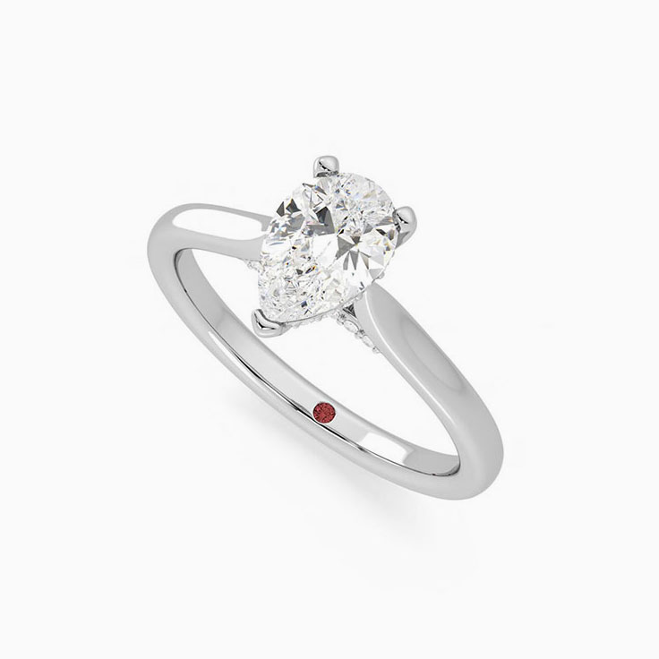 Pear Diamond Engagement Pave Ring