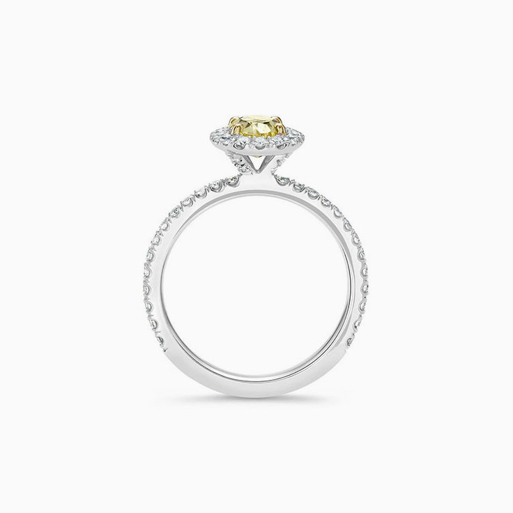 Oval Yellow Diamond Engagement Pave Ring