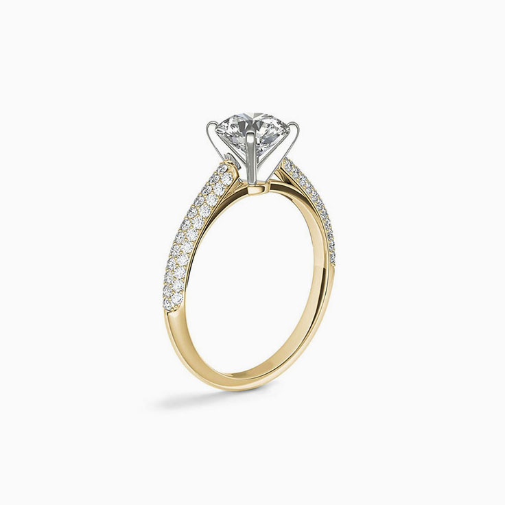 Triple Row Radiant Cut Diamond Engagement Ring