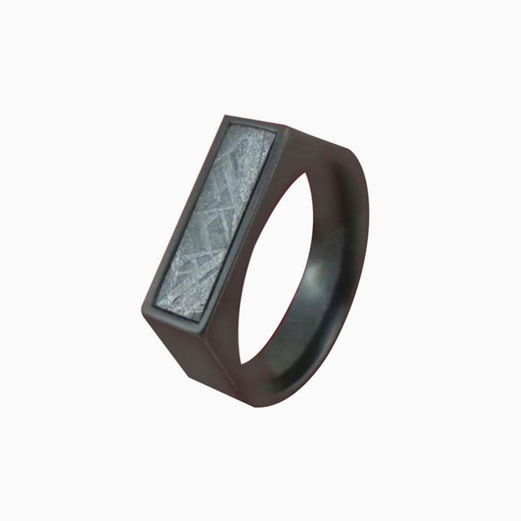 Rectangular Black Signet Ring