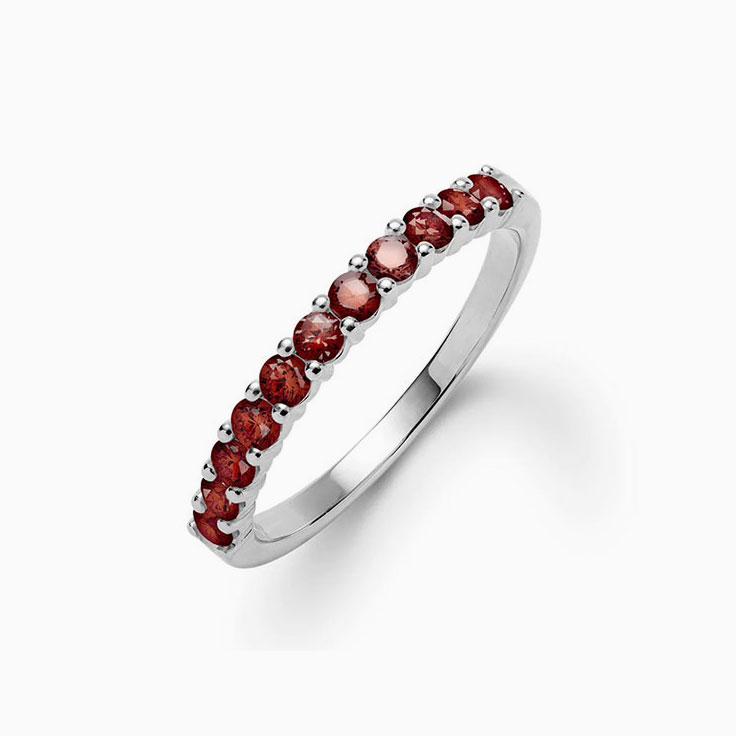 Half Eternity Garnet Stackable Ring