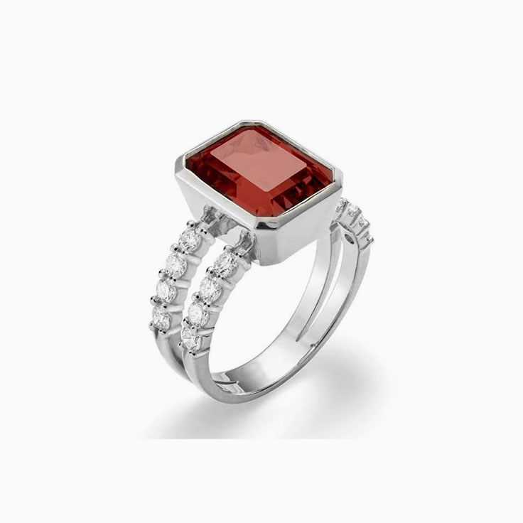 Garnet And Diamond Split Band