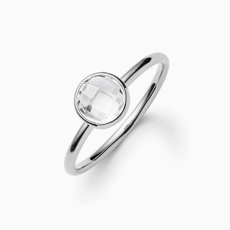 Bezel Set White Topaz Ring