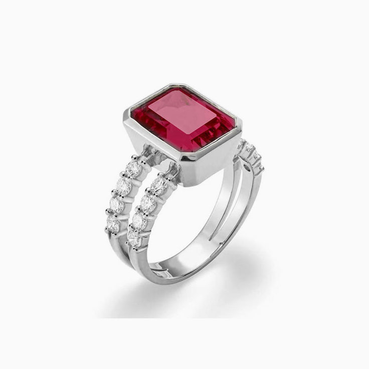Ruby And Diamond Split Band