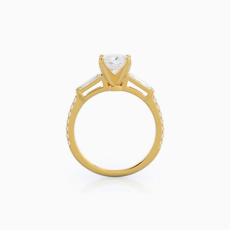 Round And Baguette Lab Diamond Engagement Ring