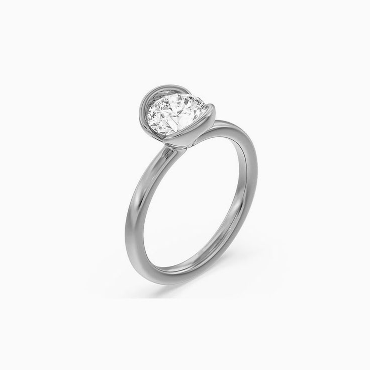 Bezel Solitaire Lab Diamond Engagement Ring