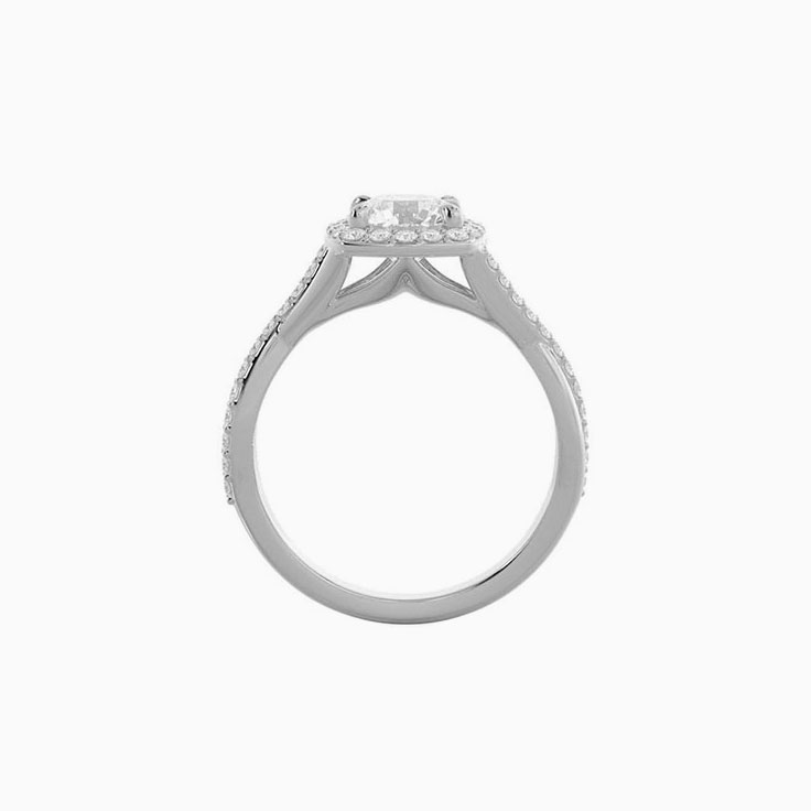 Cushion Halo With Lab Round Diamond Engagement Ring