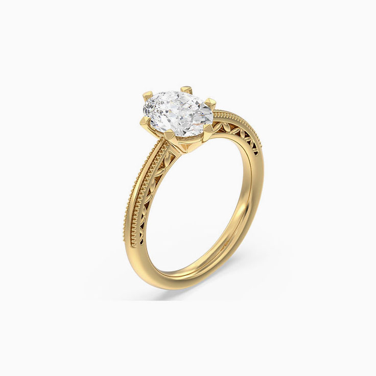 Lab Diamond Grooved Engagement Ring