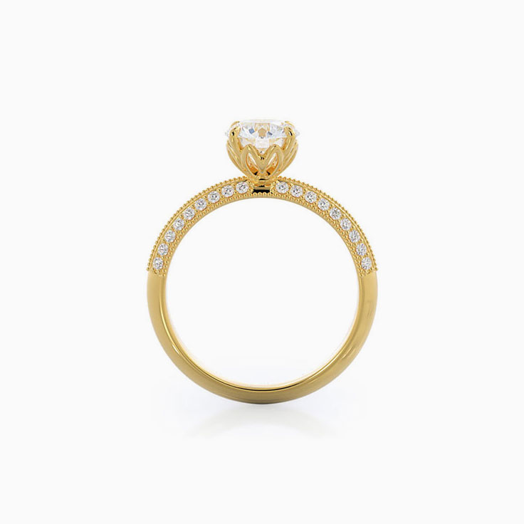 Double Line Accent Lab Diamond Engagement Ring