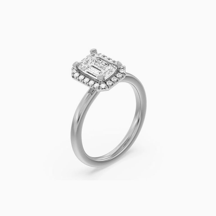 Lab Grown Emerald Cut Diamond Engagement Ring