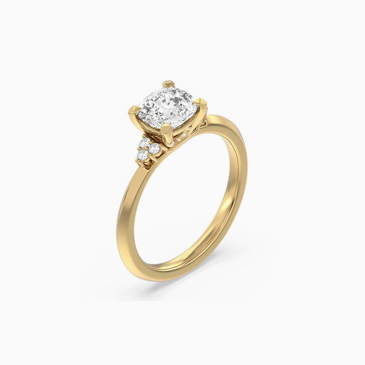 Cathedral Diamond Accent Lab Grown Engagement Ring