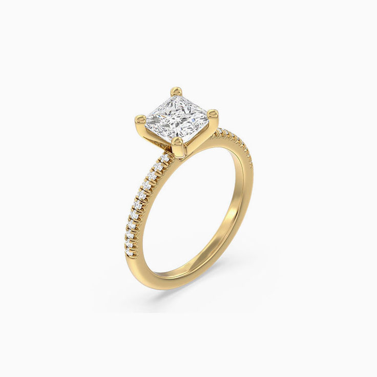 Half Accent Lab Grown Princess Diamond Engagement Ring