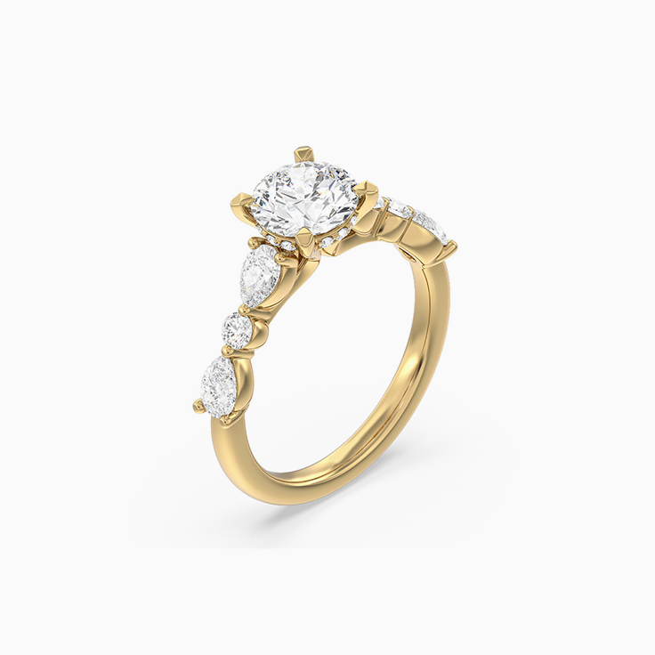 Pear And Round Lab Diamond Engagement Ring