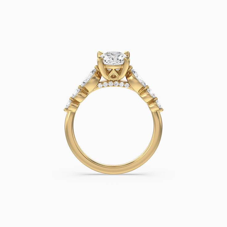 Oval And Round Lab Diamond Catherdral Engagement Ring
