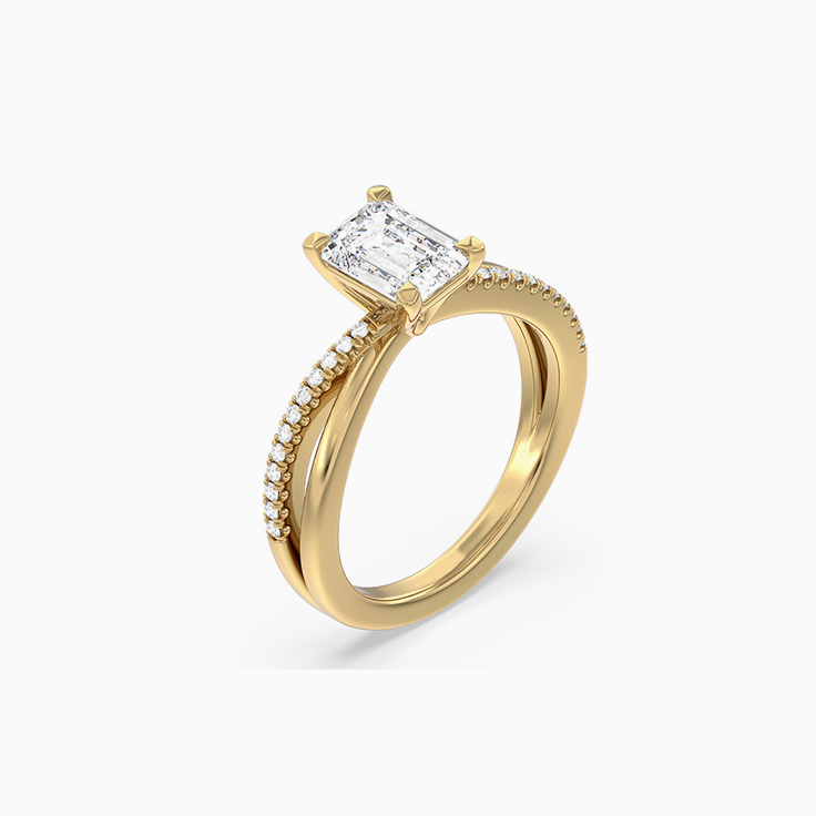 Emerald Crossover Lab Diamond Engagement Ring