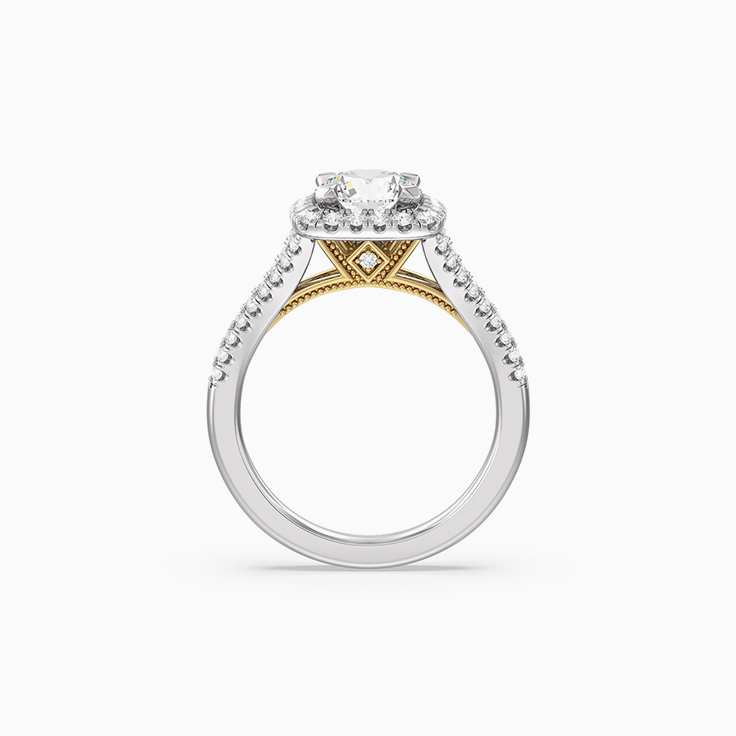 Round Halo Split Shank Lab Diamond Engagement Ring