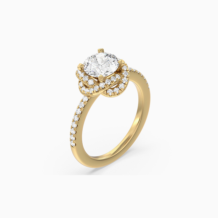 Knot Halo Round Diamond Engagement Ring