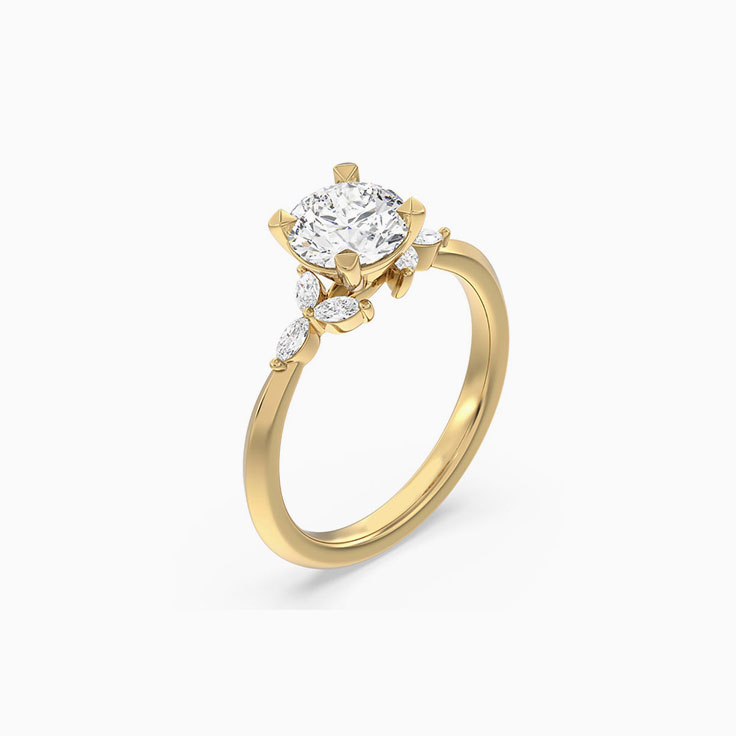 Round And Marquise Lab Diamond Knife Edge Engagement Ring