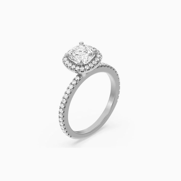 Cushion Halo Lab Grown Diamond Engagement Ring