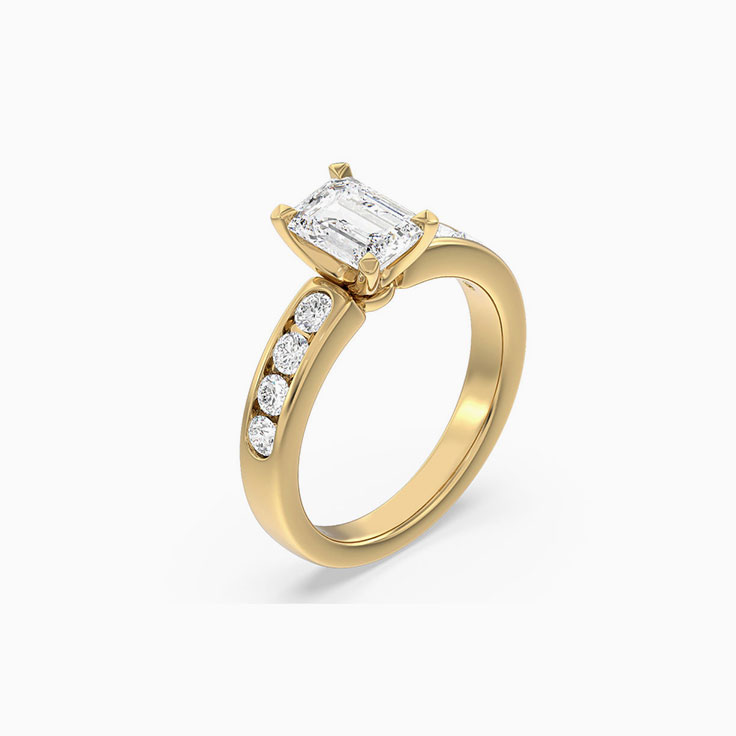 Emerald And Round Lab Diamond Engagement Ring