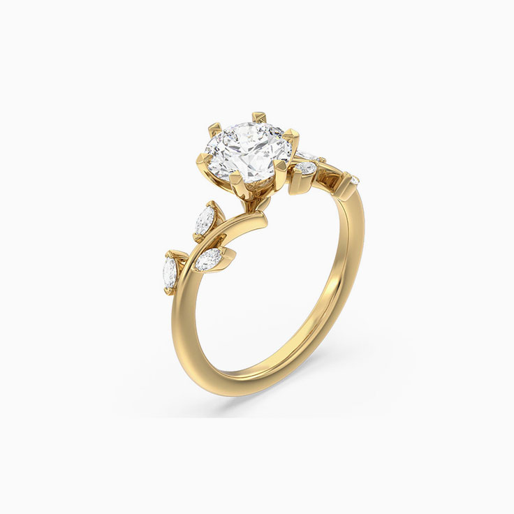 Floral Lab Diamond Engagement Ring