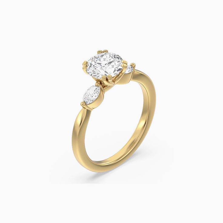 Marquise And Round Lab Diamond Engagement Ring