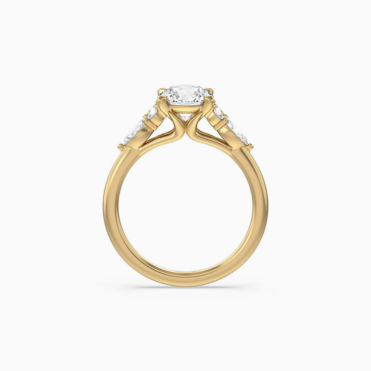 Round And Marquise Cluster Lab Diamond Engagement Ring