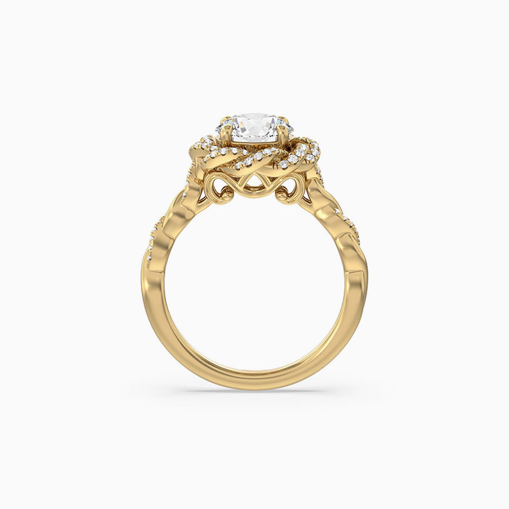 Braided Round Halo Lab Diamond Engagement Ring