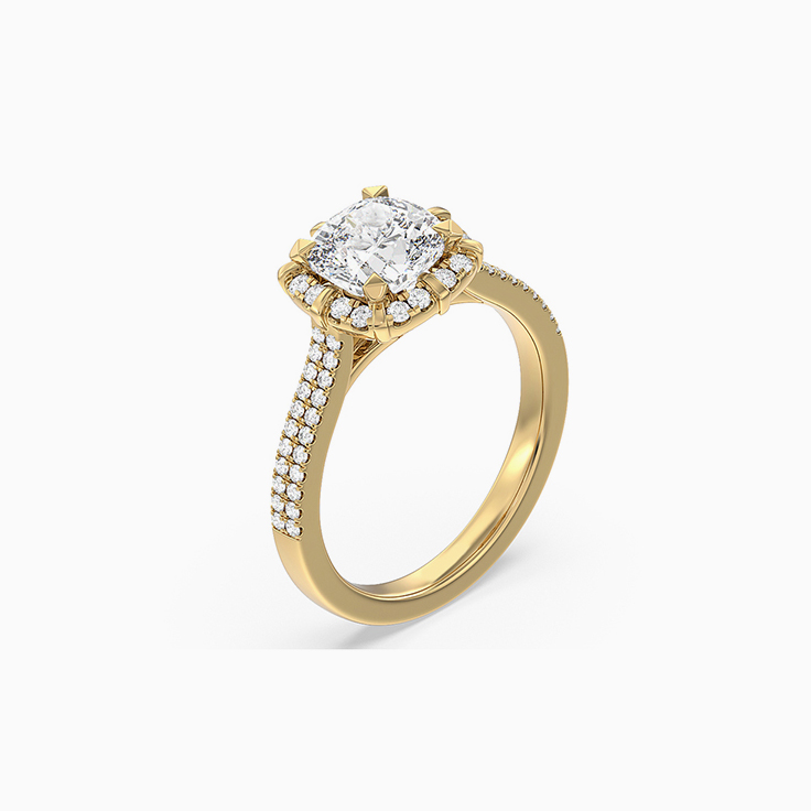 Lab Grown Cushion Halo Diamond Engagement Ring