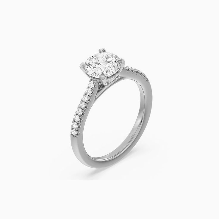 Womens Lab Diamond Round Engagement Ring