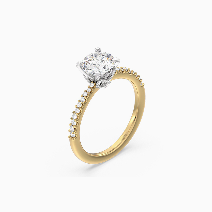 Lab Grown Floral Round Diamond Engagement Ring