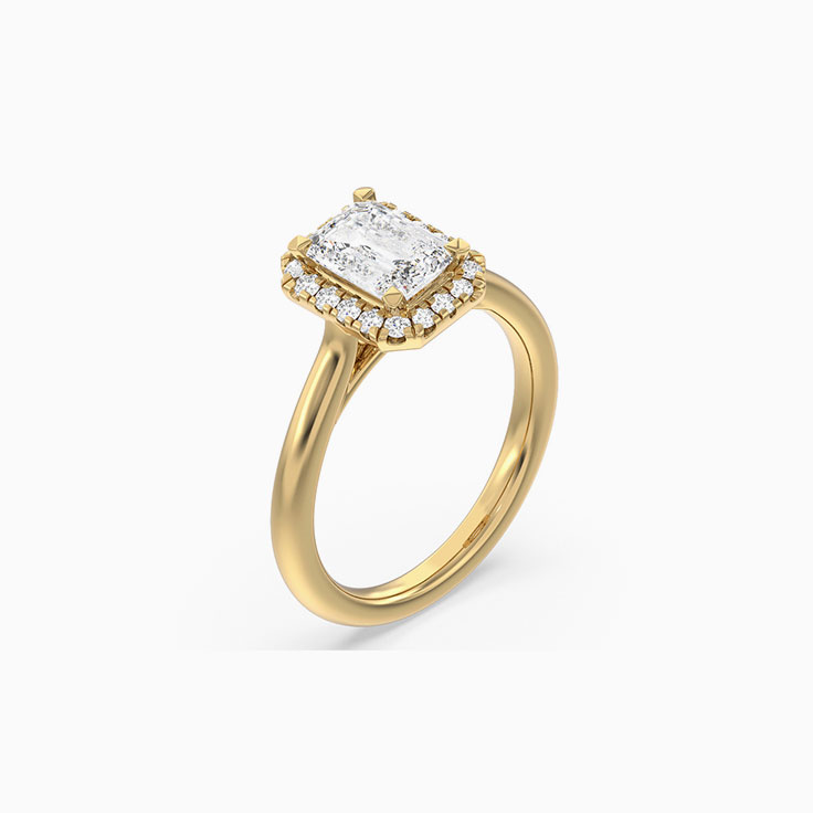 Lab Grown Emerald Diamond Halo Engagement Ring