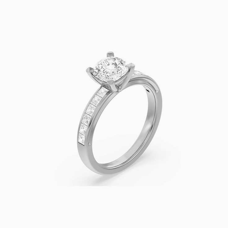 Lab Grown Cushion And Radiant Diamond Engagement Ring
