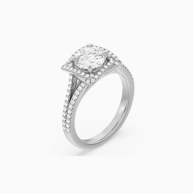 Womens Round Lab Diamond Engagement Ring