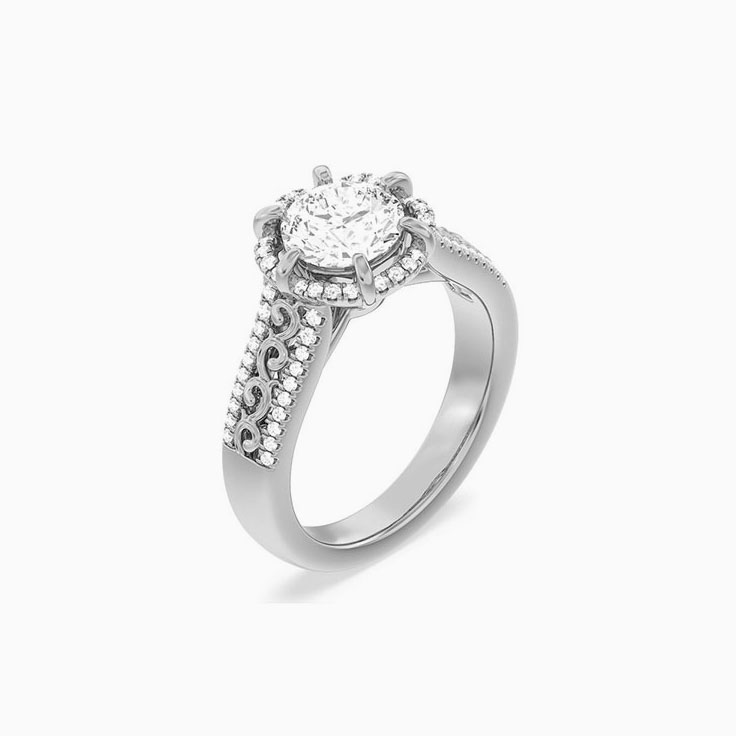 Antique Lab Grown Round Diamond Engagement Ring