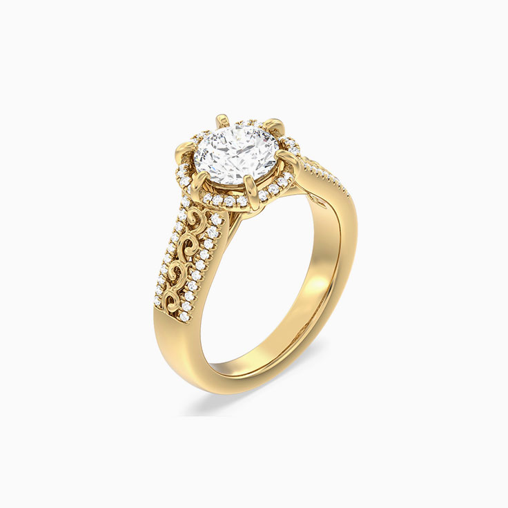 Antique Lab Grown Round Diamond Engagement Ring