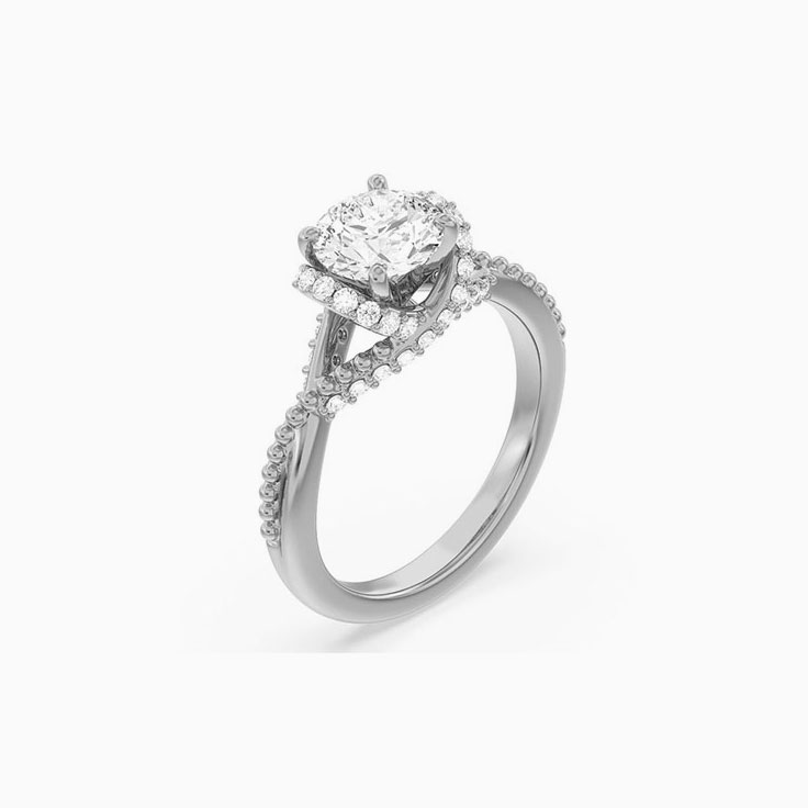 Cross Pattern Lab Diamond Engagement Ring